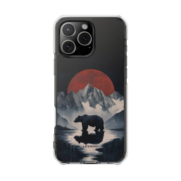 Bear and Red Moon Over Mountain