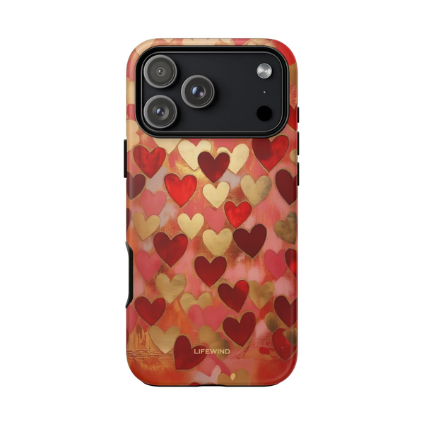 Gold Red Hearts Pattern