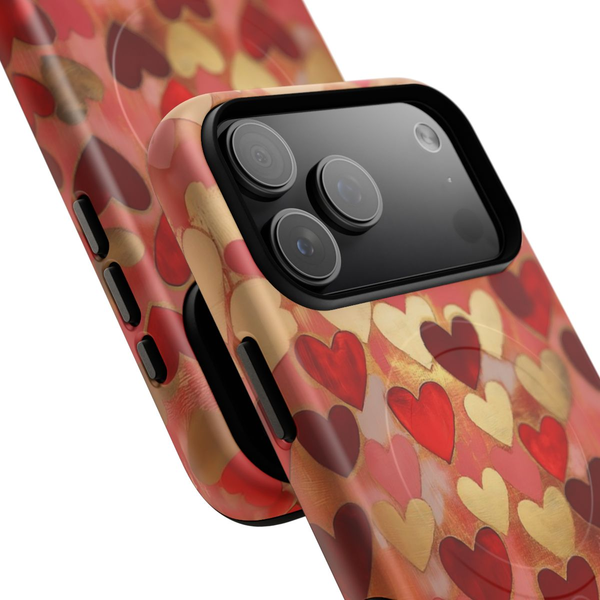 Gold Red Hearts Pattern