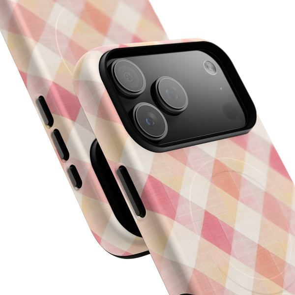 Soft Pink Argyle Check