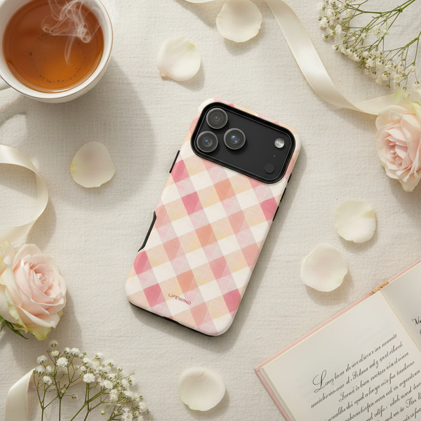 Soft Pink Argyle Check