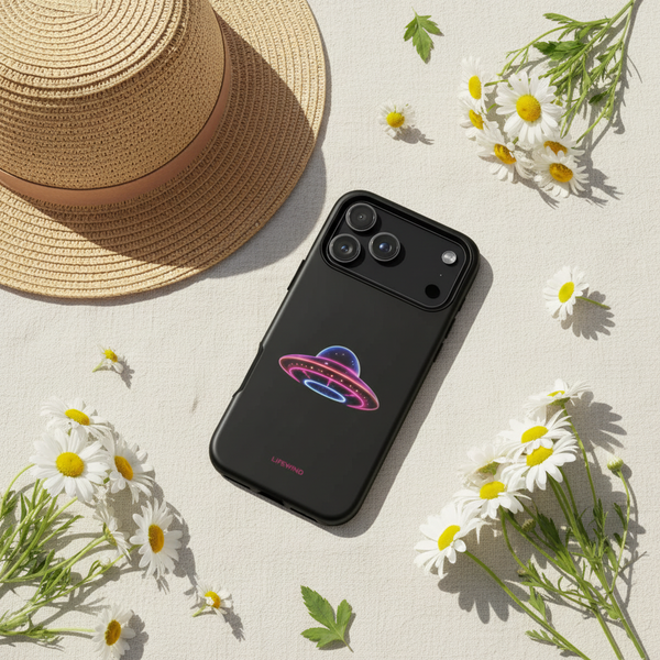 Mysterious Neon Flying UFO