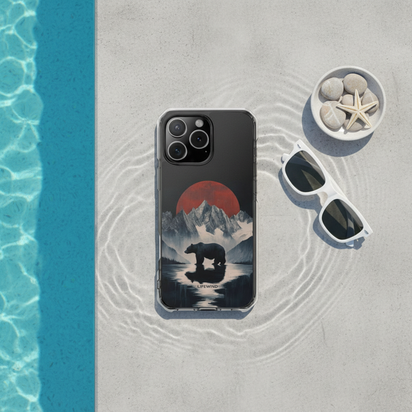 Bear and Red Moon Over Mountain