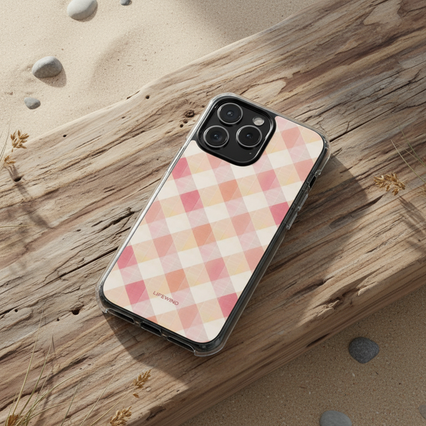 Soft Pink Argyle Check