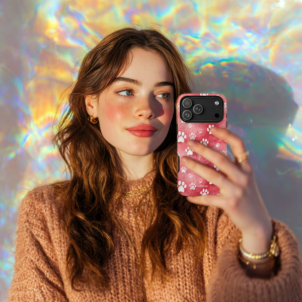 Pink Background Puppy Pawprints