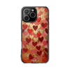 Gold Red Hearts Pattern