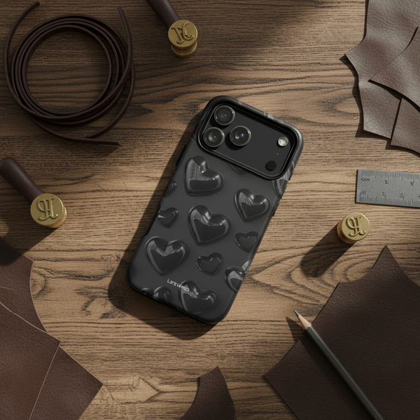 Chic Black Volume Hearts